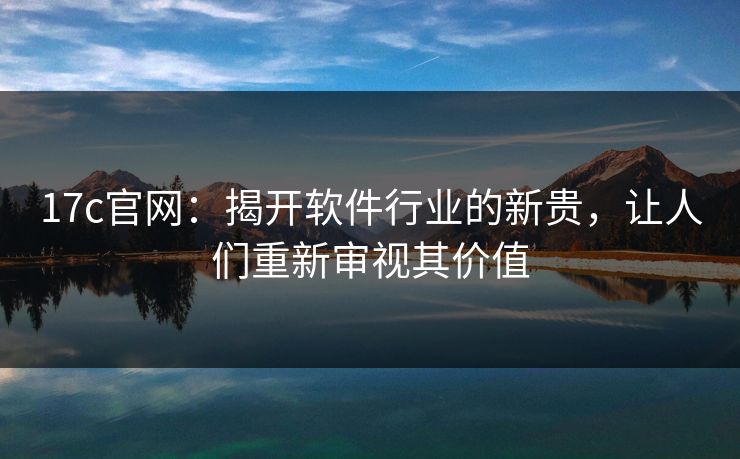 17c官网:揭开软件行业的新贵,让人们重新审视其价值 17c官网:揭开软件行业的新贵,让人们重新审视其价值