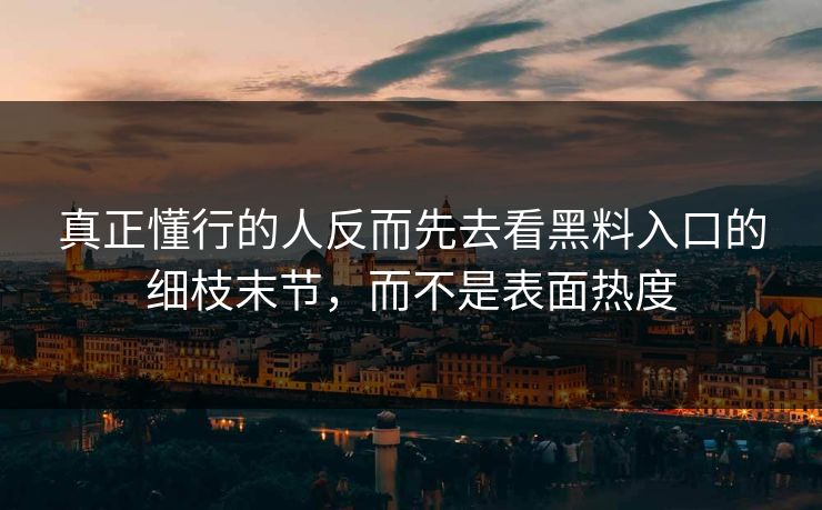 真正懂行的人反而先去看黑料入口的细枝末节,而不是表面热度 真正懂行的人反而先去看黑料入口的细枝末节,而不是表面热度