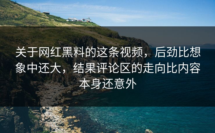 关于网红黑料的这条视频，后劲比想象中还大，结果评论区的走向比内容本身还意外